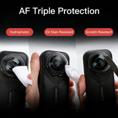 AF coating: Hydrophobic, Oleophobic, and Scratch-resistant for Insta360 X5.