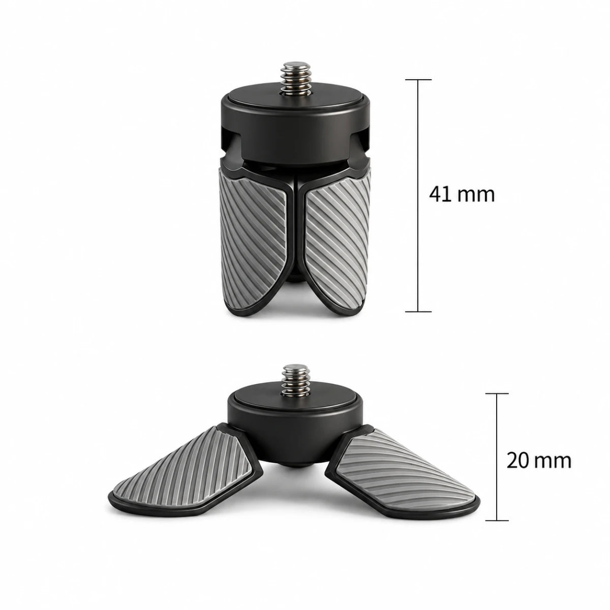 Mini desktop tripod folded dimensions 41 by 29 by 29 mm