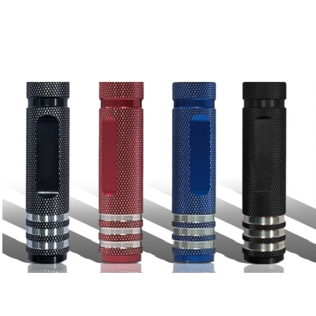 Knurled non-slip aluminum handle detail