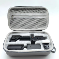 Grey Osmo Pocket 4 carrying bag with full vlogging kit stored securely.