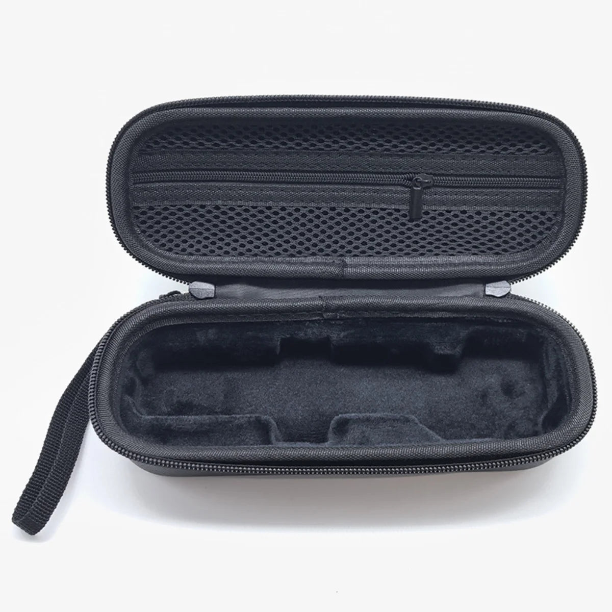 Empty black DJI Pocket 4 bag showing the shock-absorbing internal structure.