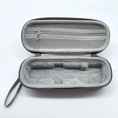 Empty grey storage bag showing precision-molded EVA and velvet lining.