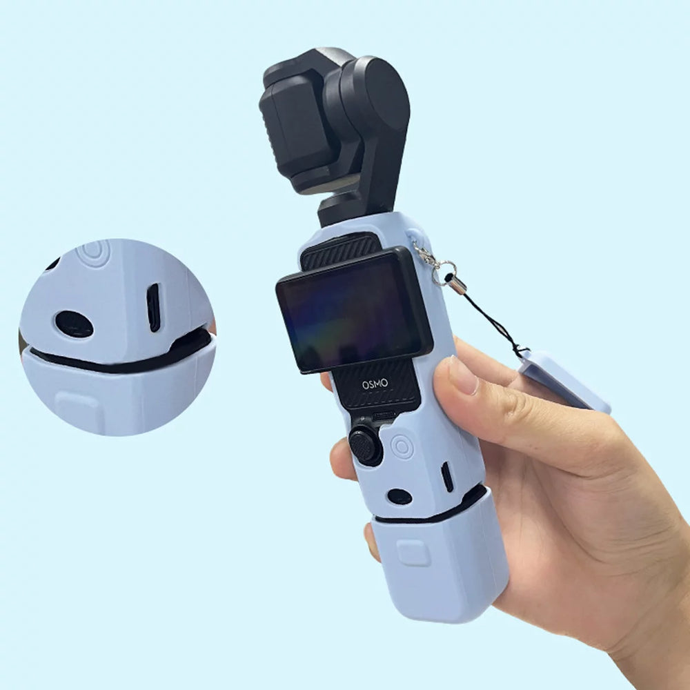 Detail shot of the gimbal and lens protection cover for DJI Osmo Pocket 3.