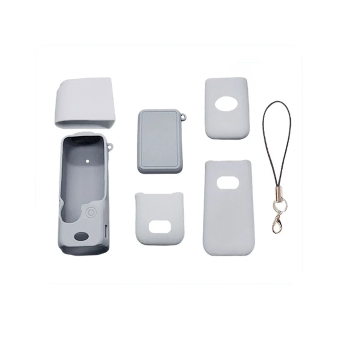Silver Gray 6-in-1 silicone protective case for DJI Osmo Pocket 3.
