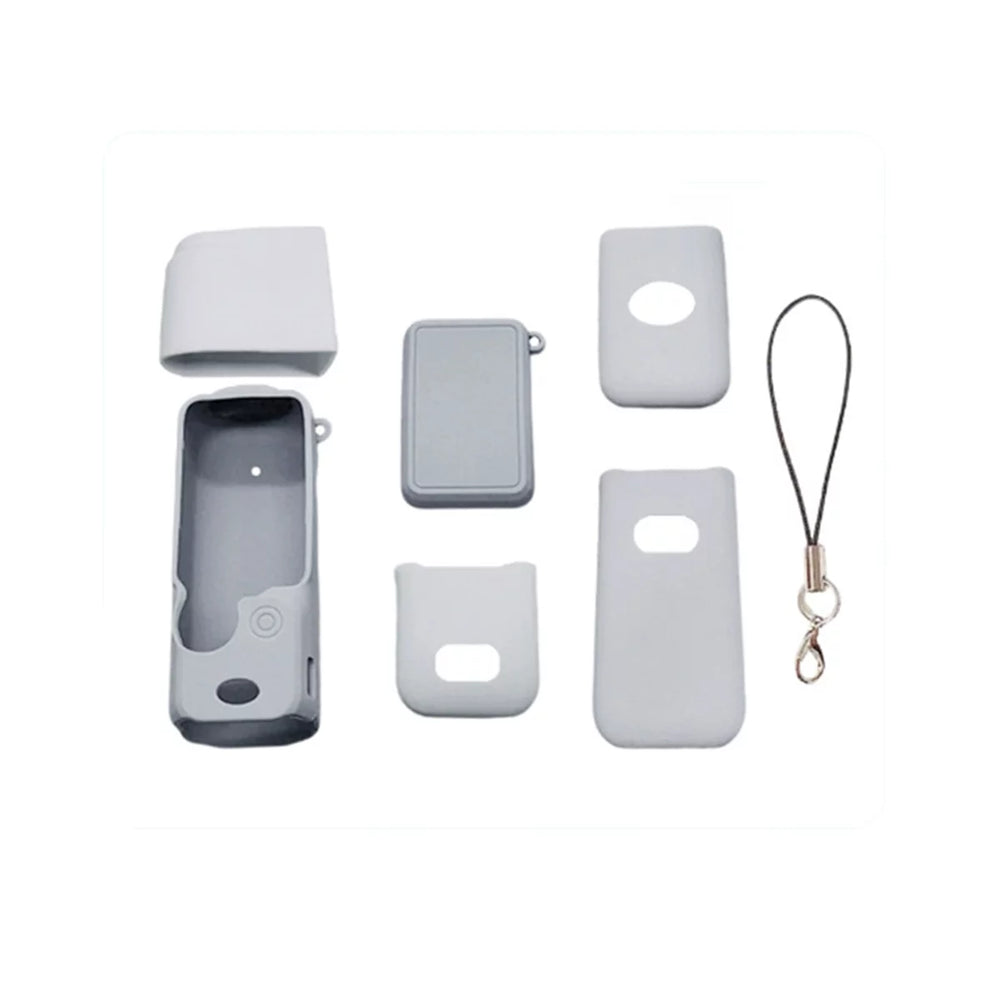 Silver Gray 6-in-1 silicone protective case for DJI Osmo Pocket 3.