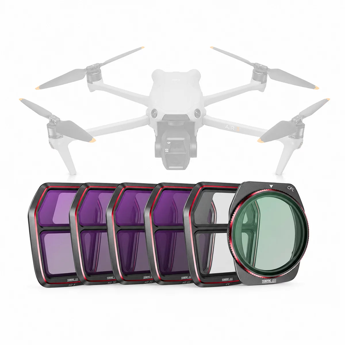 STARTRC DJI Air 3S 6-pack filter set ND8 ND16 ND32 ND64 UV CPL main product image