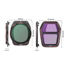 STARTRC DJI Air 3S filter size showing CPL and ND filter dimensions