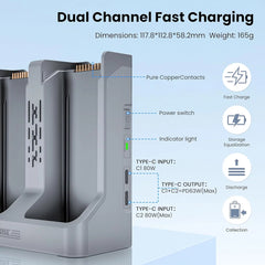 Button and port guide of STARTRC DJI Air 3S two-way charging hub
