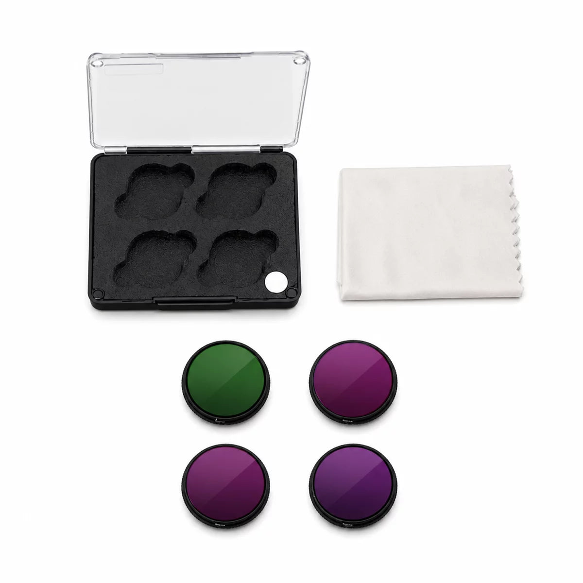 DJI Osmo Nano filter set package contents with four filters case and cleaning cloth