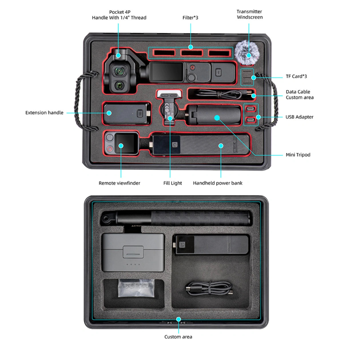 STARTRC DJI Osmo Pocket 4 Pro dual-layer case for camera handles Mic Mini FrameTap filters tripod and extension rod