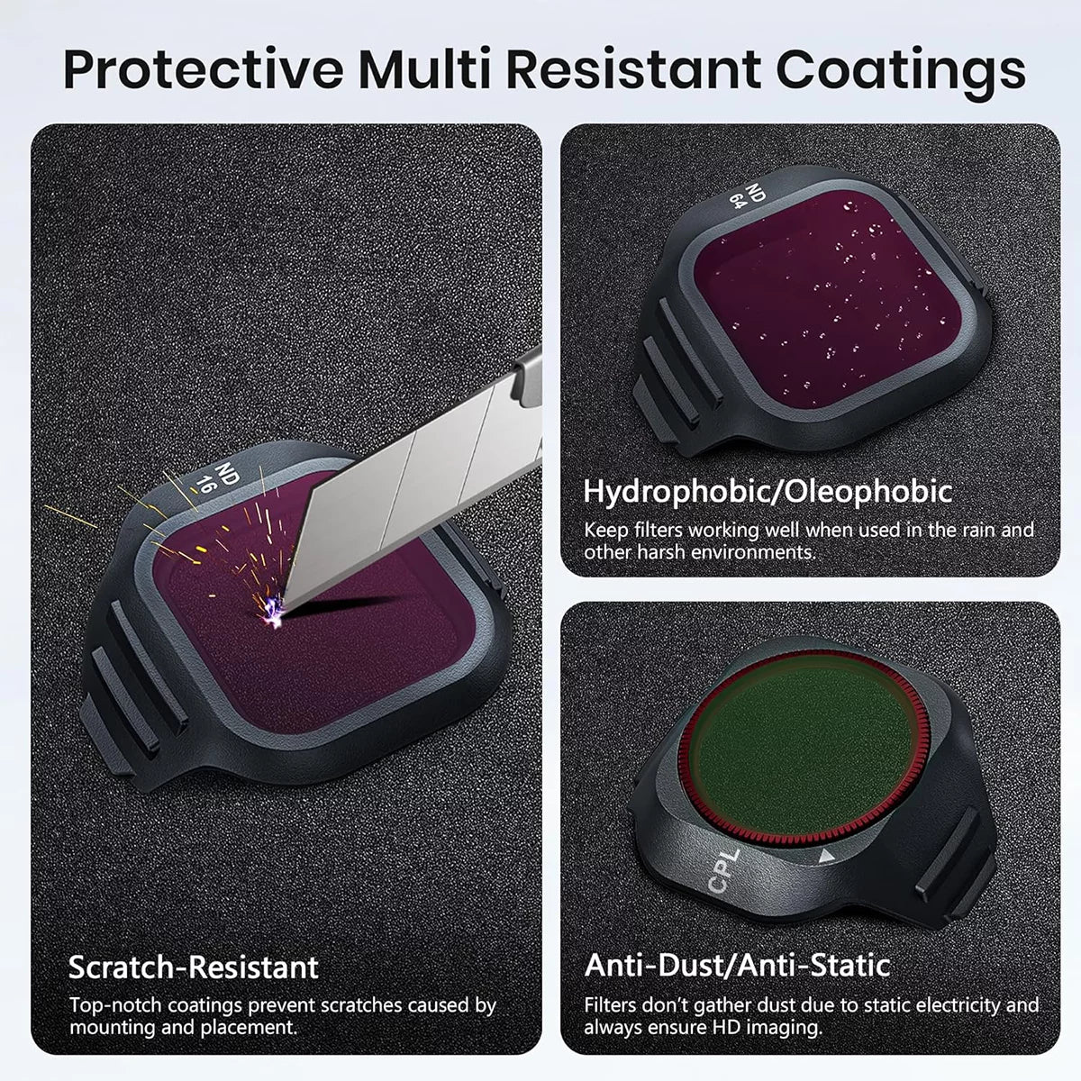 Function showcase: Waterproof, oil-proof, and scratch-resistant nano-coating.