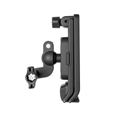 Side view of STARTRC magnetic backpack clip mount on white background