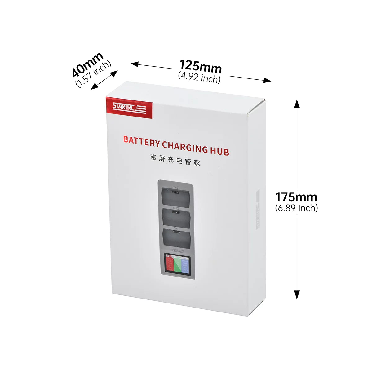 Official retail packaging for the STARTRC DJI Mini 5 Pro digital charging hub.