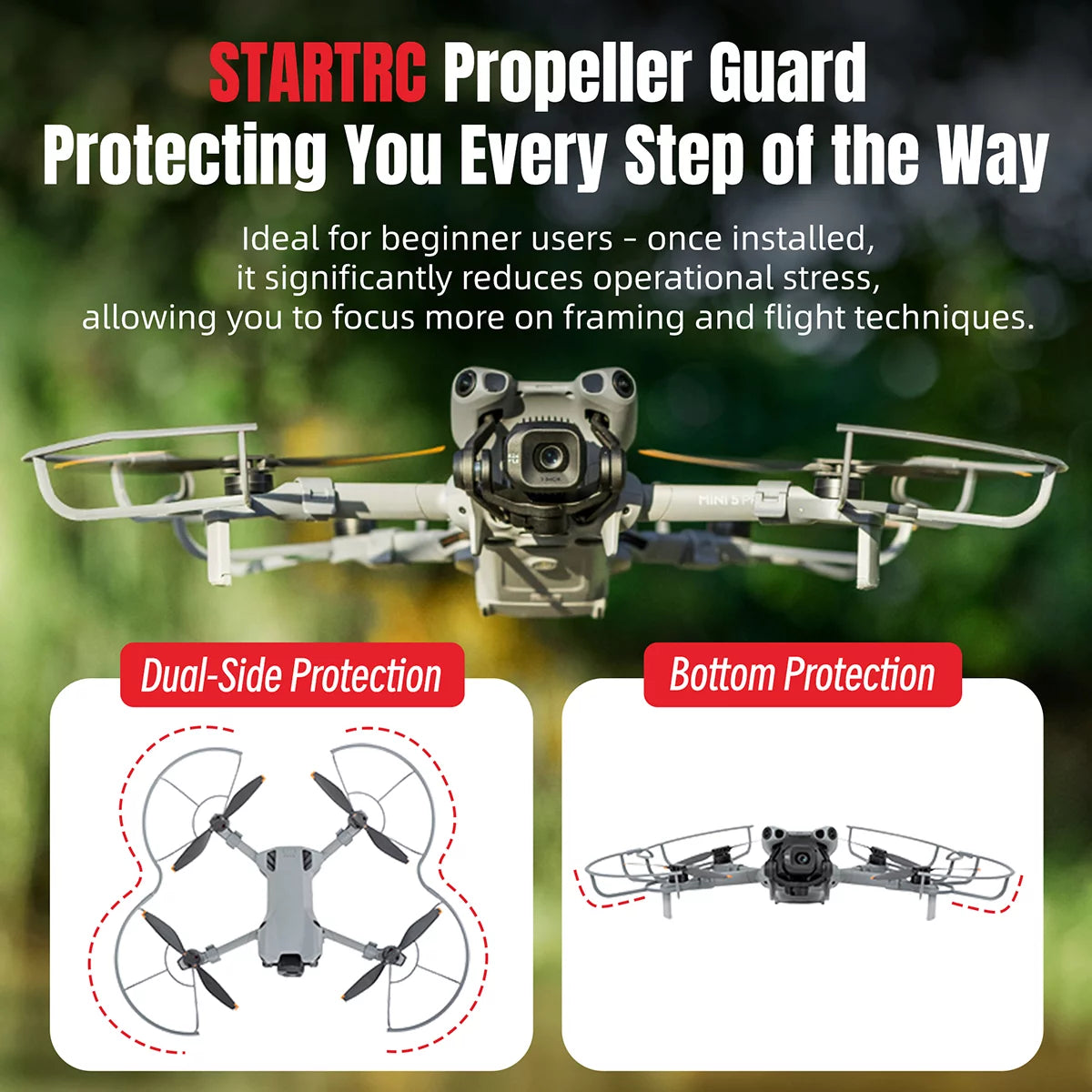 Demonstration of propeller guards protecting DJI Mini 5 Pro from wall impacts.