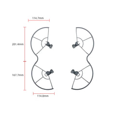 Detailed dimensions of front and rear STARTRC Mini 5 Pro propeller bumpers.