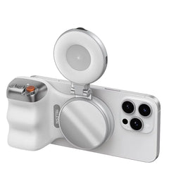 AeroFocus TELESIN vlogging kit: White magnetic phone grip bundled with professional LED fill light.