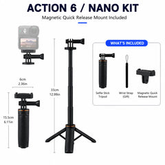 Mini tripod with magnetic quick release for DJI Action 6 and Osmo Nano