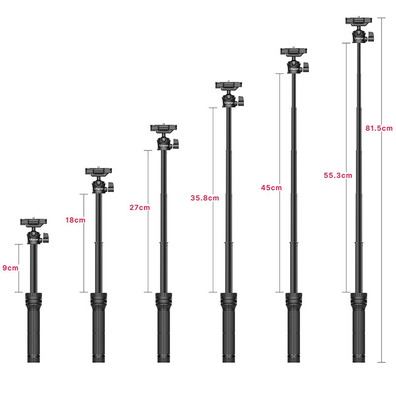 6-stage telescopic extension up to 81.5cm