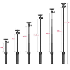 6-stage telescopic extension up to 81.5cm