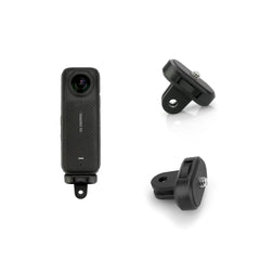universal action camera 1/4 adapter with knurled thumbwheel in black.