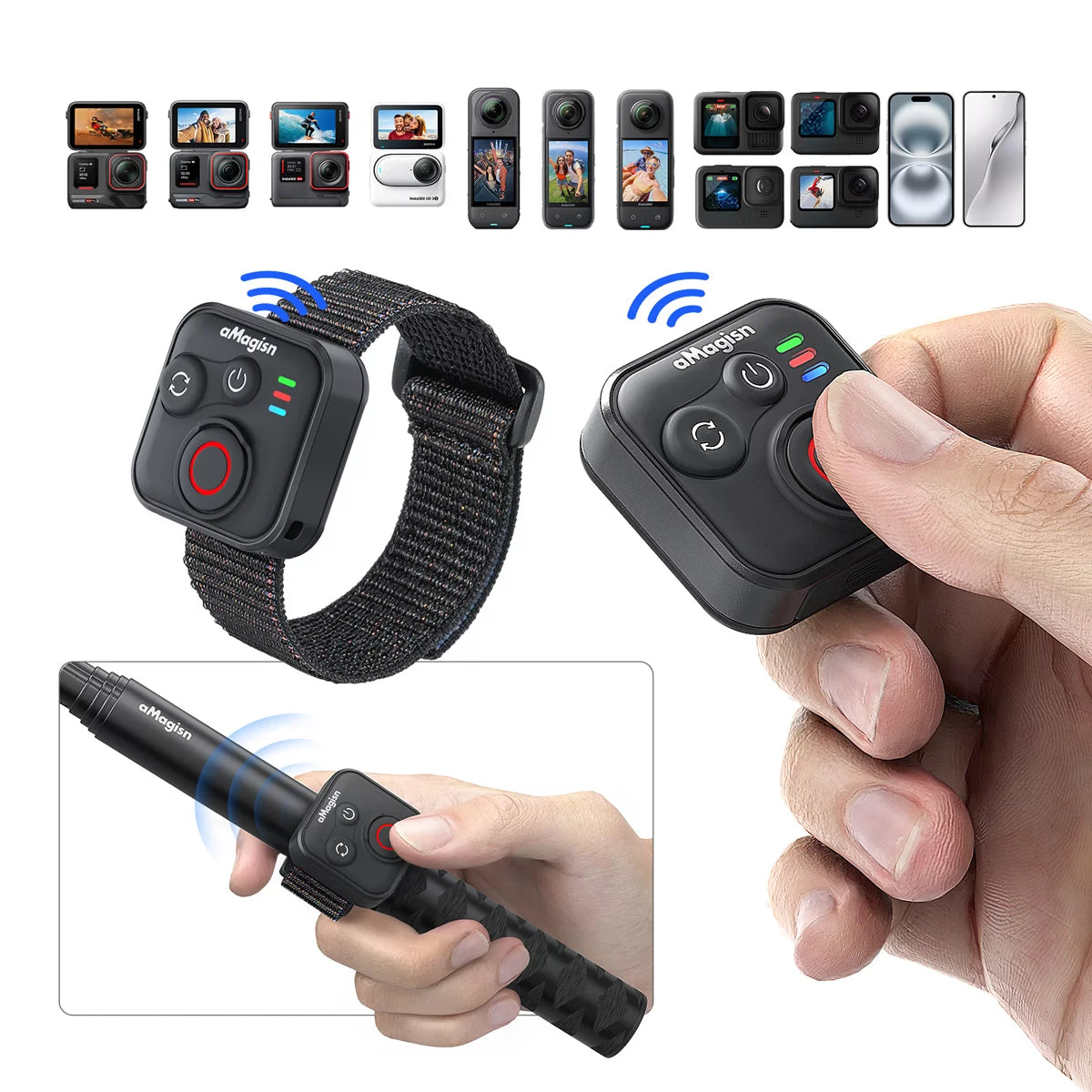 Wide compatibility: Insta360 X5, X4, Ace Pro 2, GoPro Hero 13, and Smartphones.