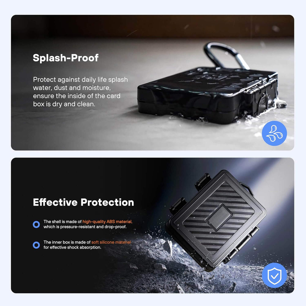 Waterproof ABS memory cards case protecting SD and TF cards